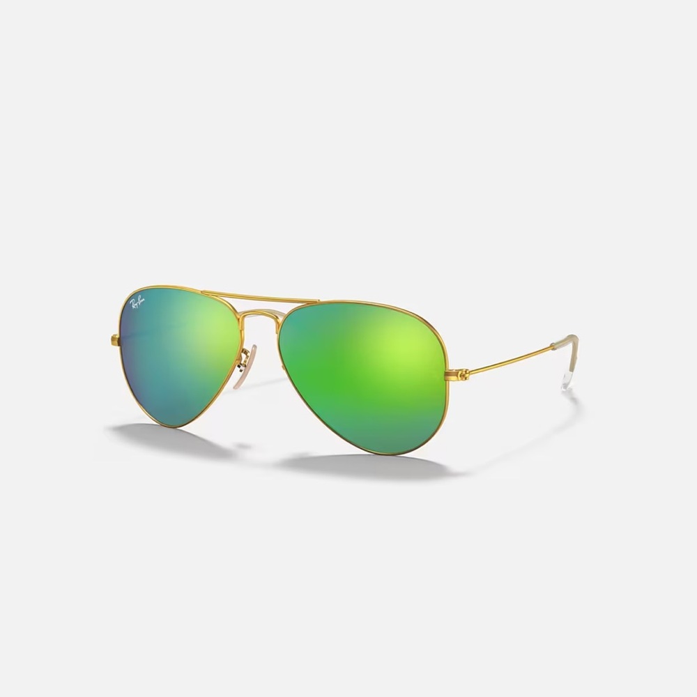 Ray Ban mirrored green flash pilot aviators RB3025